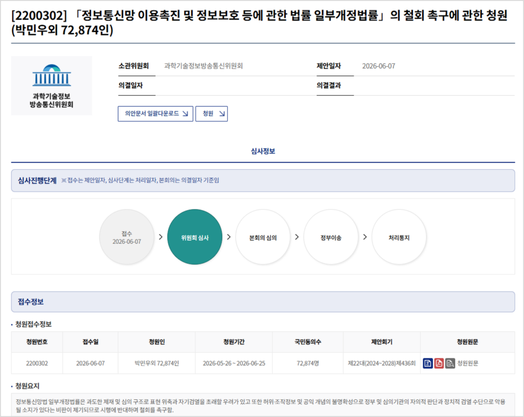 정보통신망법 개정안 청원
정보통신망법 개정안
정보통신망법